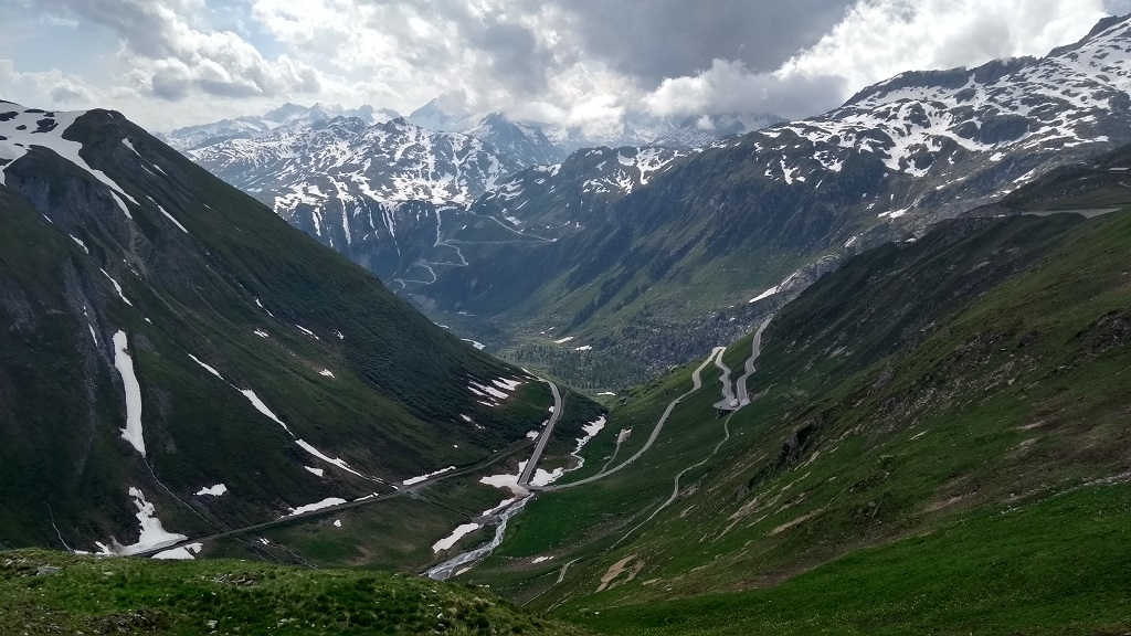 The view down the Furka Pass to Valais