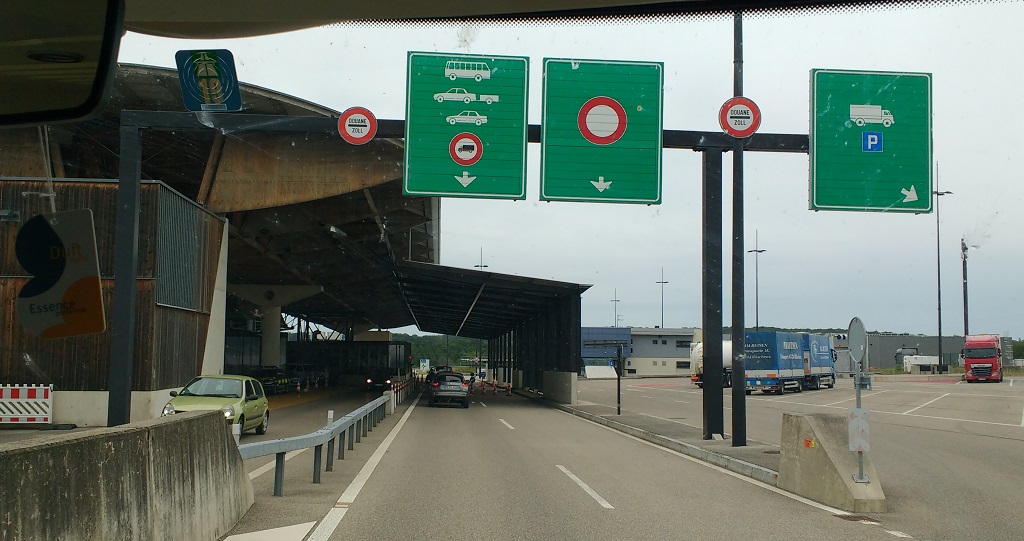 A good old-fashioned border post between Switzerland and France