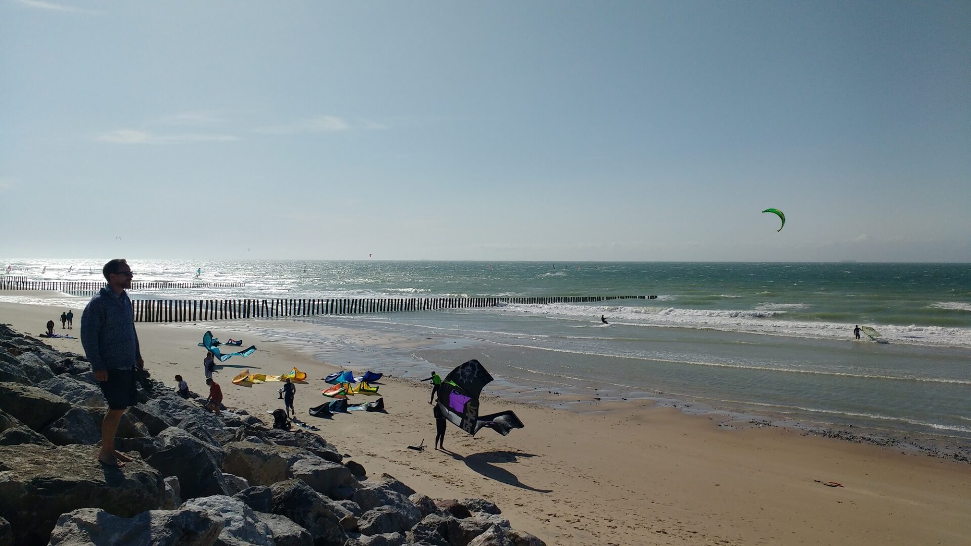 Kite surfers on the Opal Coast, Sangatte, near Calais