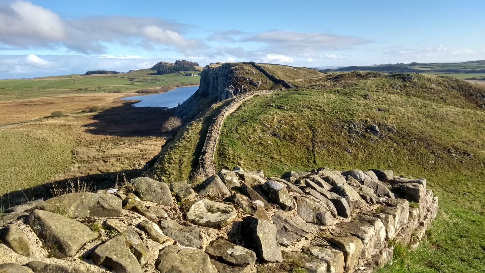 A preserved section of Hadrian's Wall east of Caw Gap