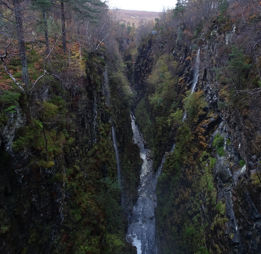 Looking down into the Corrieshalloch Gorge