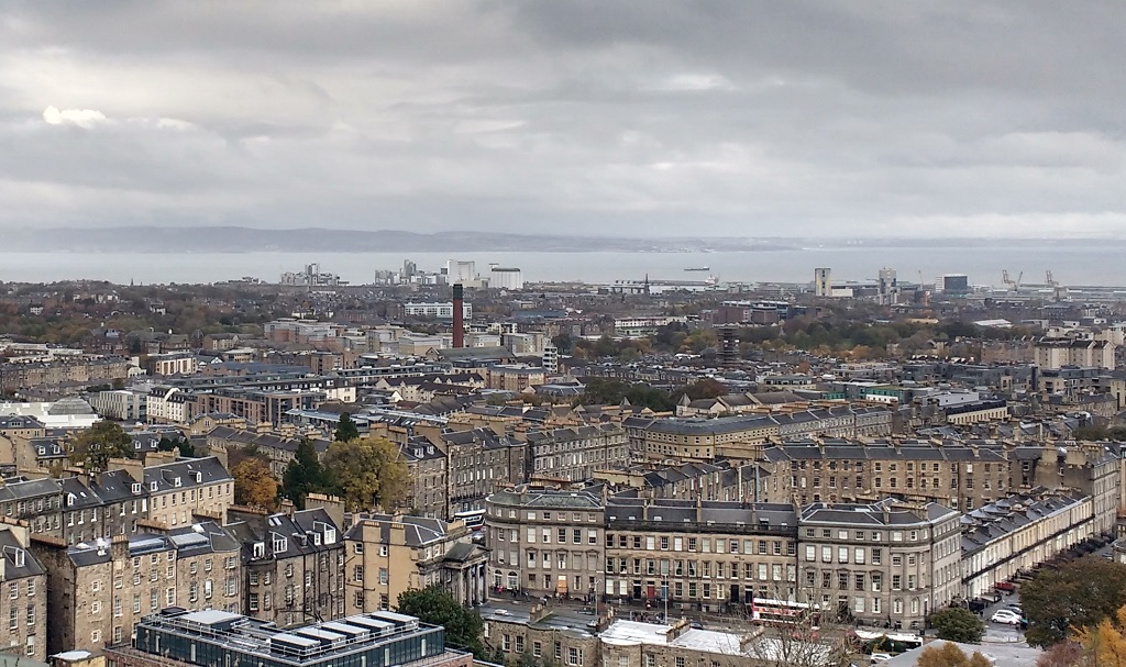 Looking north over Edinburgh to the Firth of Forth