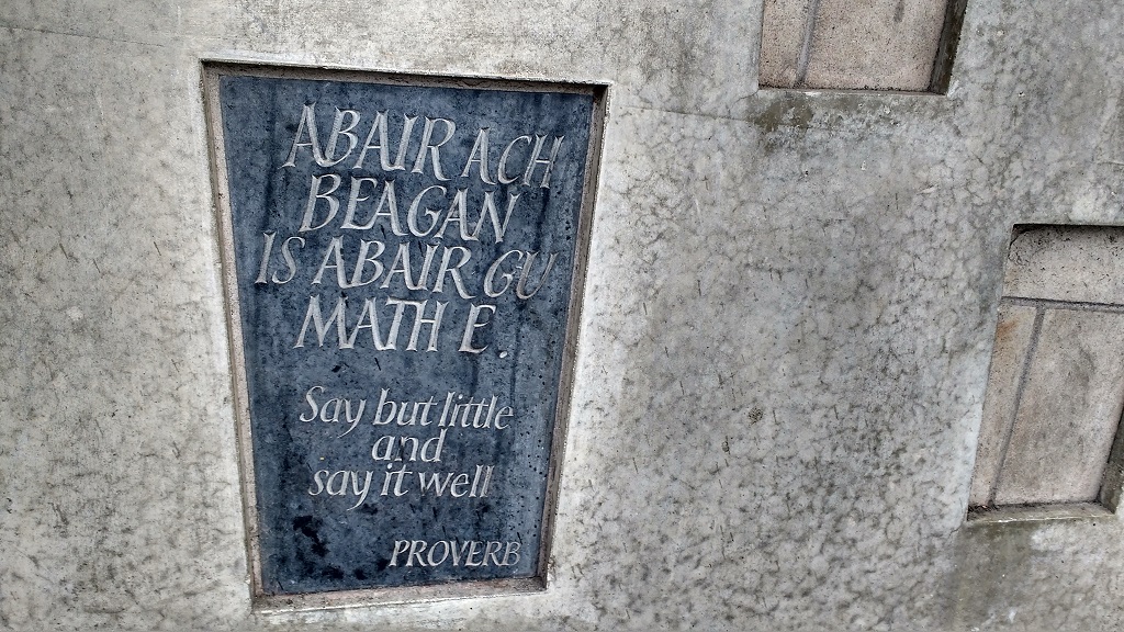 Wise words on the side of the Scottish Parliament (which you can normally visit, but it's closed on Sundays)