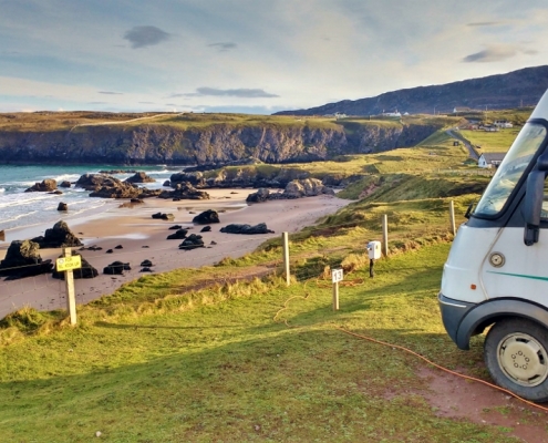 Motorhome Pitch at Sango Sands Campsite, Durness NC500 Scotland