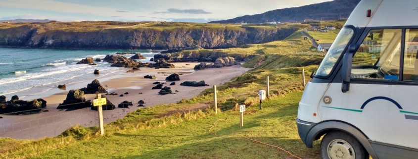 Motorhome Pitch at Sango Sands Campsite, Durness NC500 Scotland