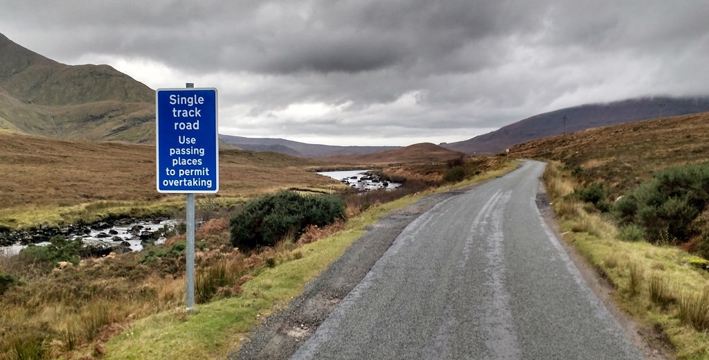 Single track road on the NC500