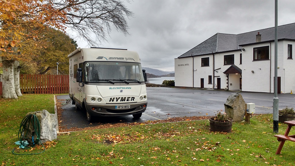 Motorhome parking at the Royal Hotel in Ullapool, Highlands
