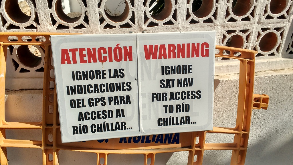 Ignore sat nav sign in Frigiliana, Spain