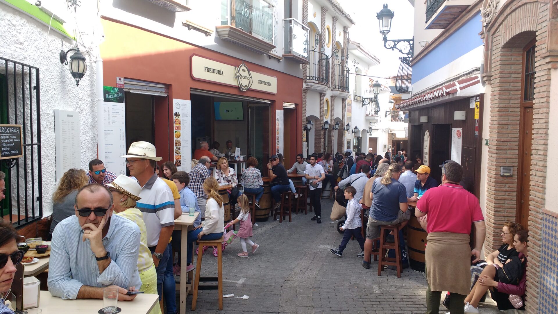 'Tapa Alley' was rammed yesterday in Nerja, Andalusia