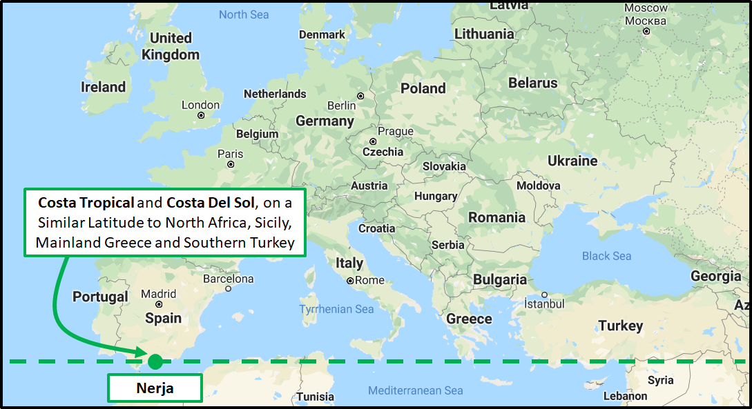 Nerja's as far south as Tunis, southern Sicily and Turkey