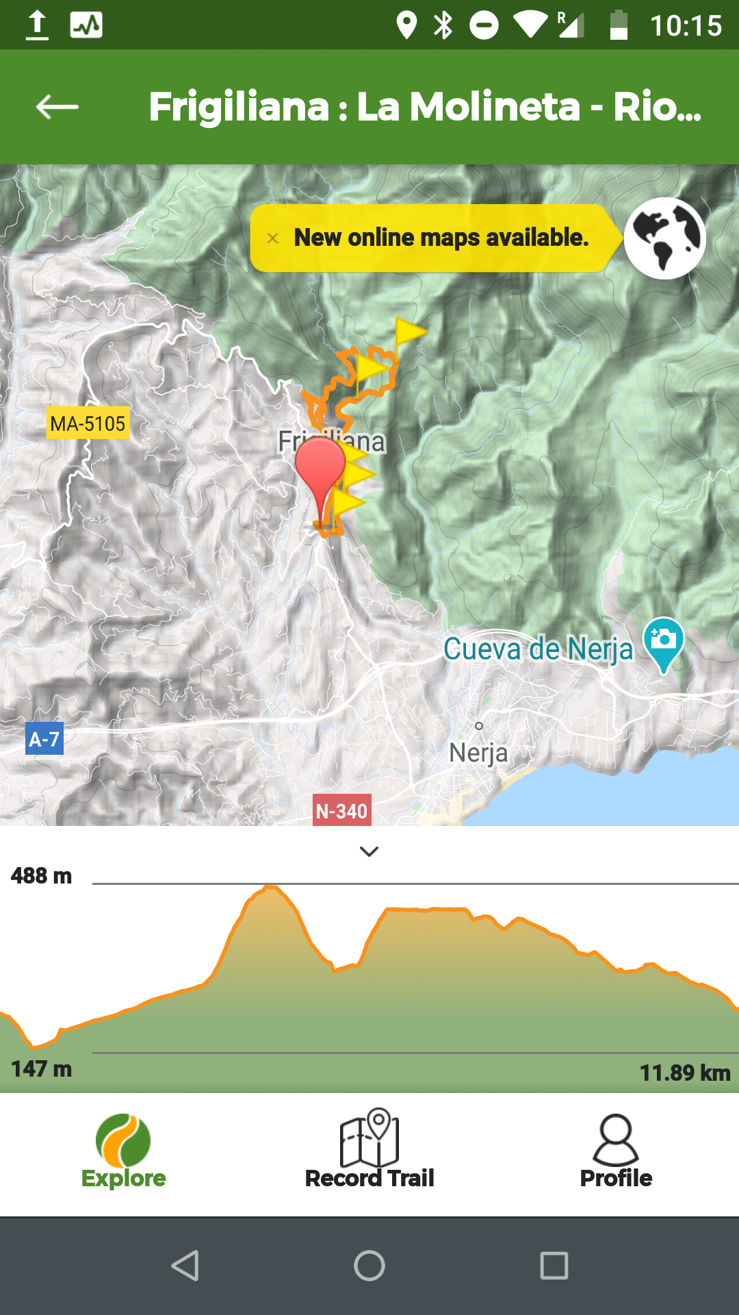 The free wikiloc trail apps with one of the user-submitted routes shown