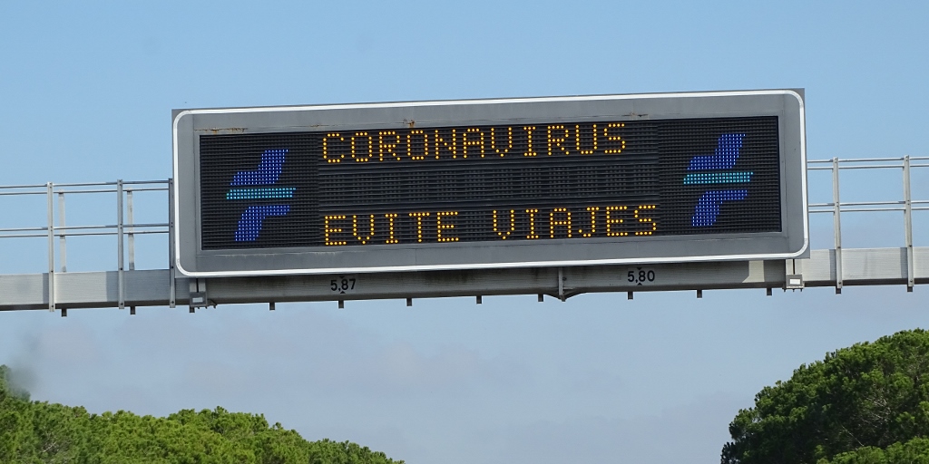 Motorway Warning signs as we dashed across a continent at the start of the pandemic - Coronavirus Avoid Travel