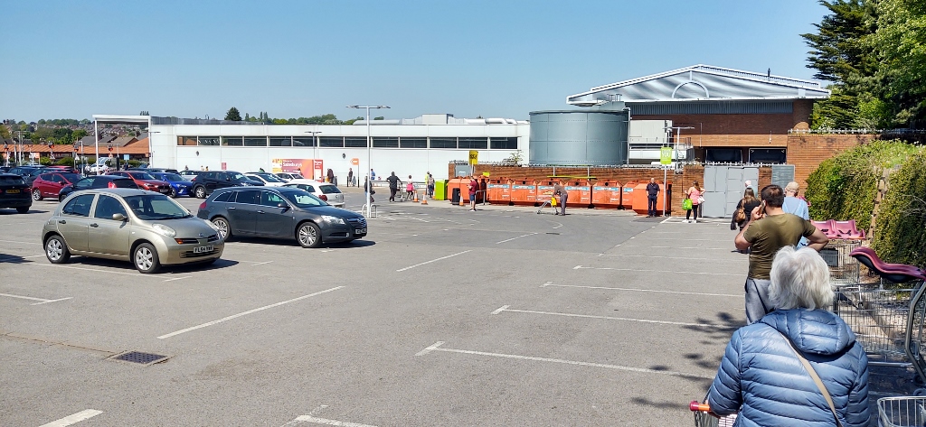 supermarket queue Sainsburys covid 19 social distancing