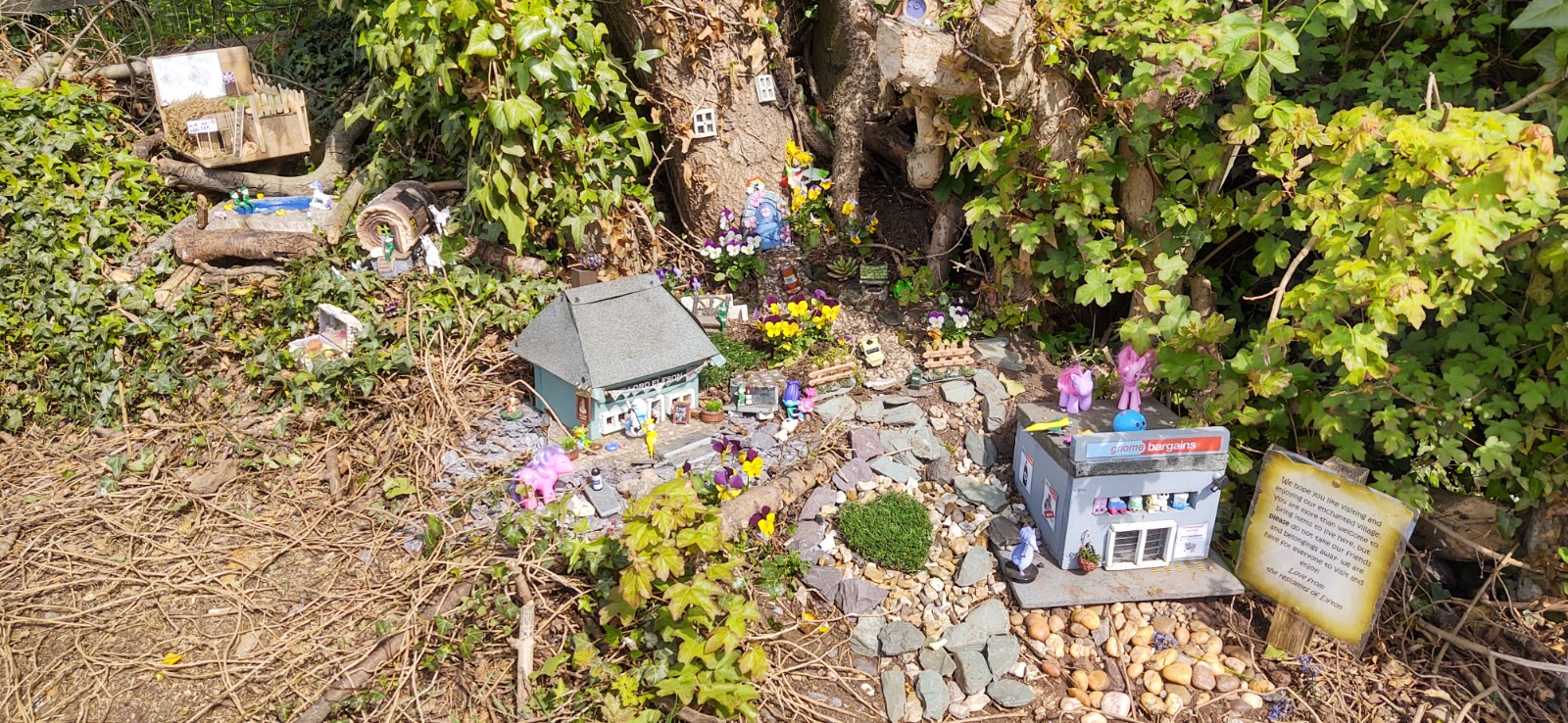 Someone's created an 'Elf Village' on one of our walks, which is gradually growing as people add new Elf homes and facilities!