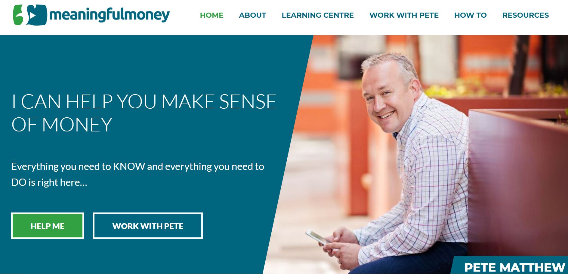 Pete's meaningfulmoney.tv website