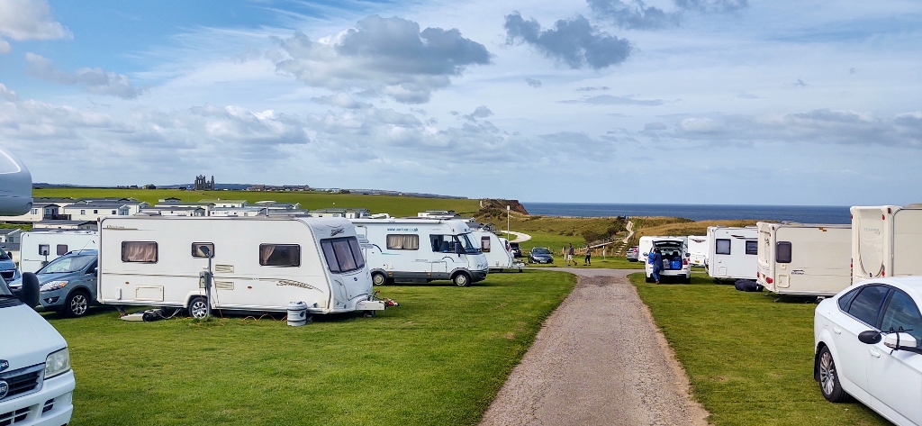 motorhomes and caravans at whitby holiday park, Yorkshire