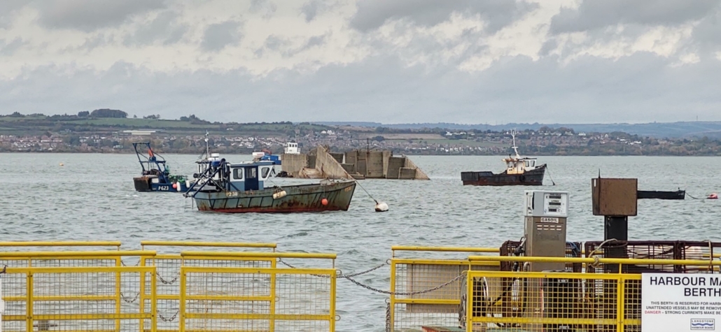 A relic of war, the concrete section of a Mulberry Harbour off Hayling Island