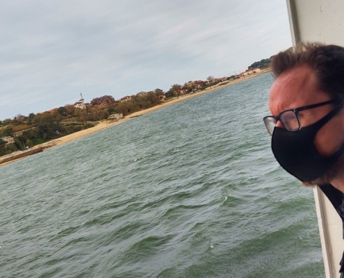 In mask arriving in Spain on ferry