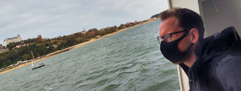 In mask arriving in Spain on ferry