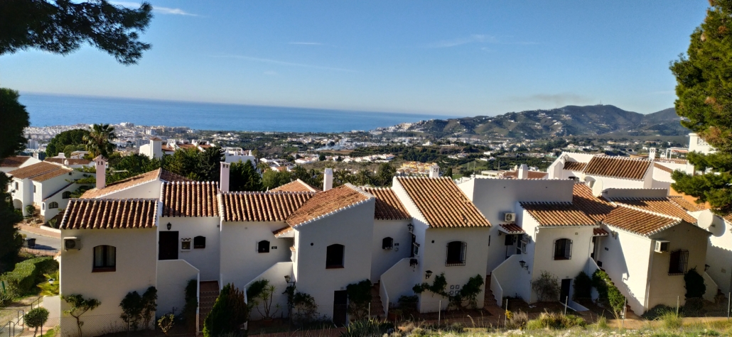 Looking down towards the sea from above Nerja