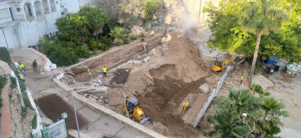 Building works at one end of Calahonda Cove in Nerja