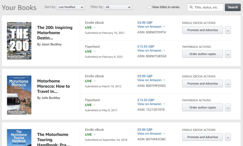 The 200, LIVE on Our Amazon KDP (Self Publish) Dashboard