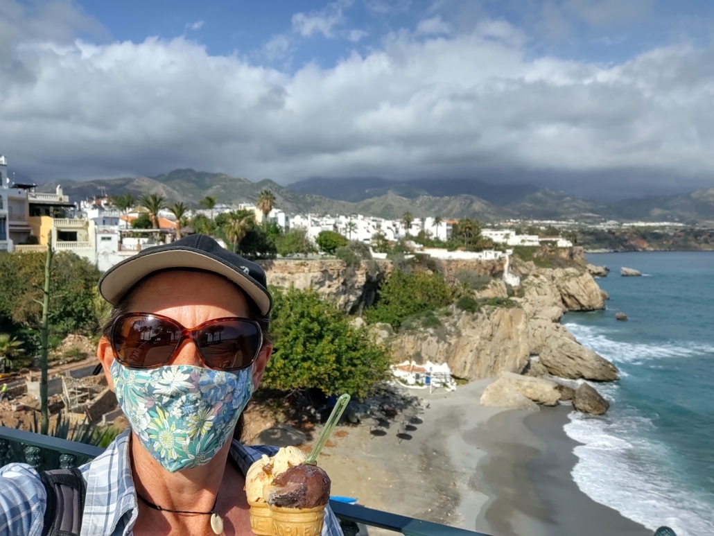eating ice cream in Nerja