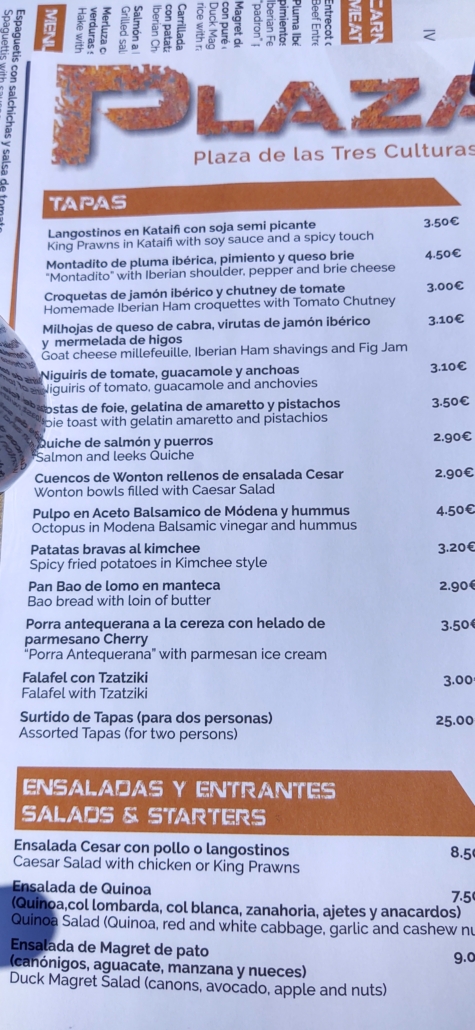 The Plaza 45 mixed tapas included all of the tapa available, so was like a tasting menu.