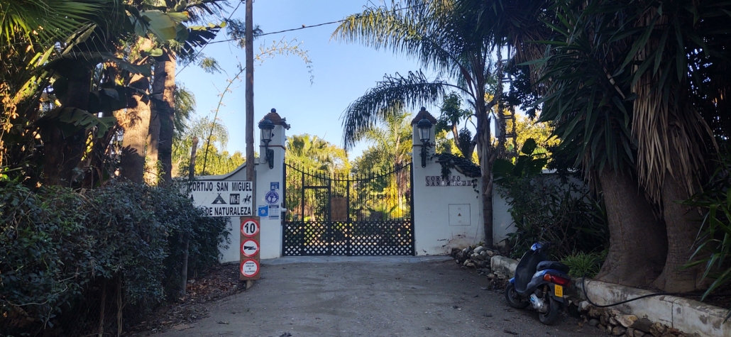 The Aula de Naturaleza campsite gates - maybe not the most welcoming for newcomers but they feel fantastically secure once you're behind them.