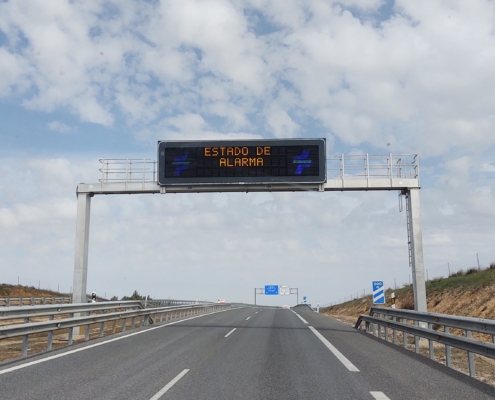 state of alarm motorway sign Spain