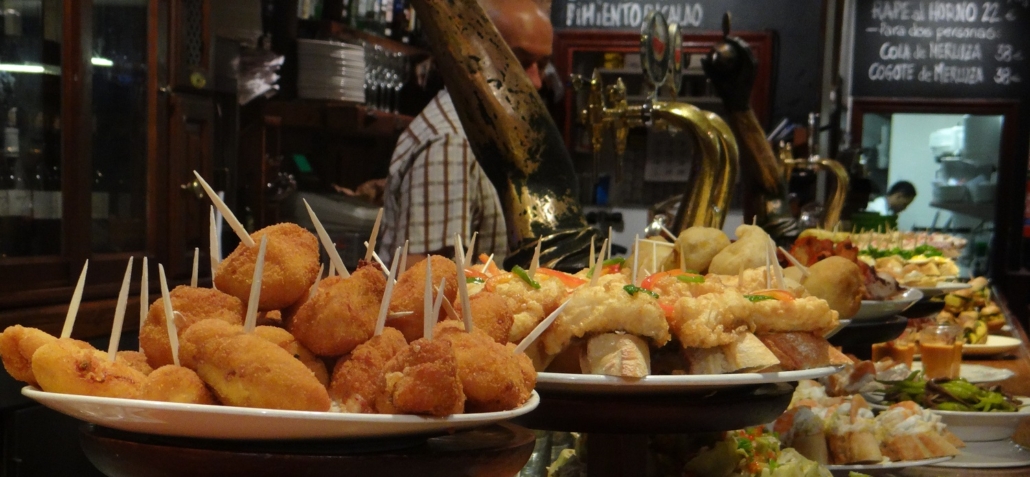 Pintxos on a Bar in San Sebastián-Donastia's Old Town, Spain