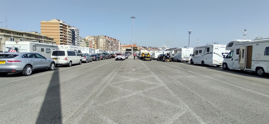 The queue before Passport Control at Santander ferry terminal