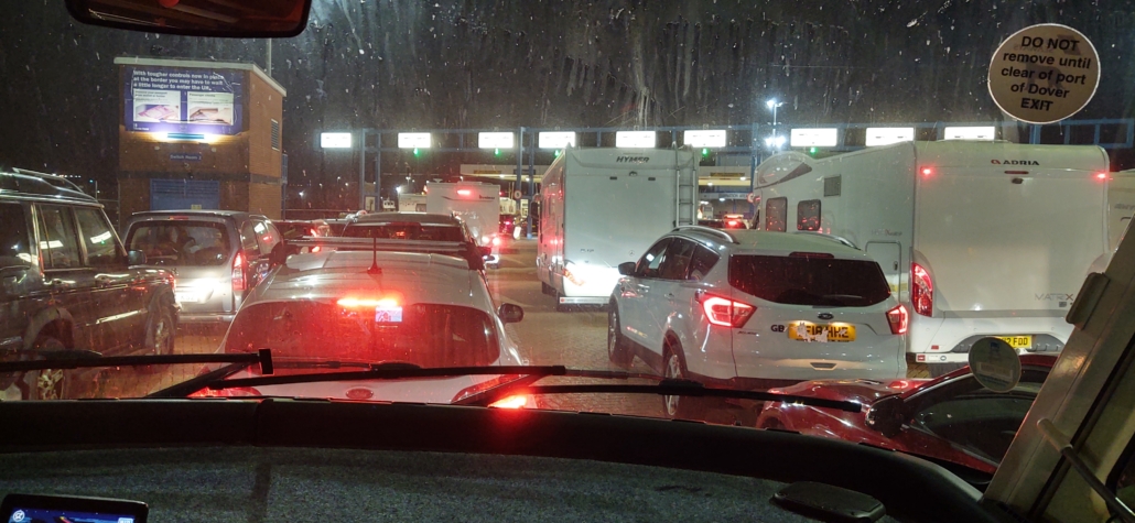 In the queue at Portsmouth (apologies for the filthy windscreen - it's been a long drive!)