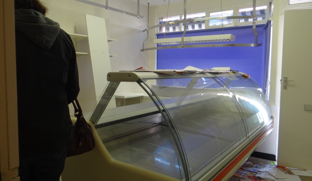 A chiller meat display unit in The Butchers shop