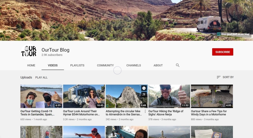 OurTour Motorhome Blog YouTube Channel