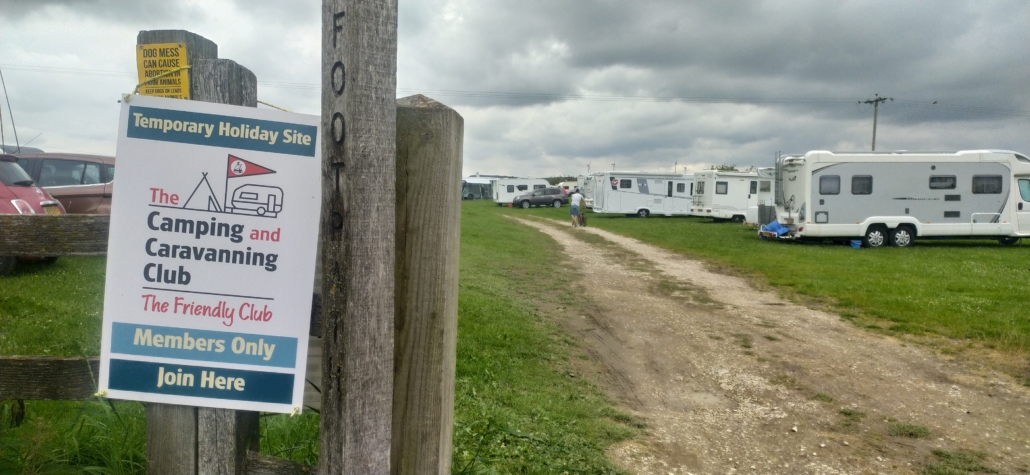 Motorhomes and Caravans in the Temporary Camping & Caravanning Club Holiday Site at Carsington Water