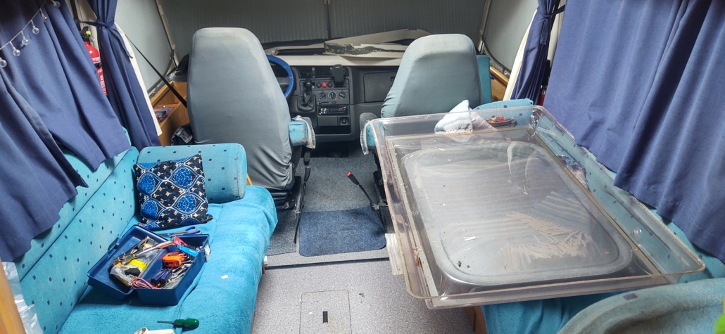 Motorhome skylight window removed.