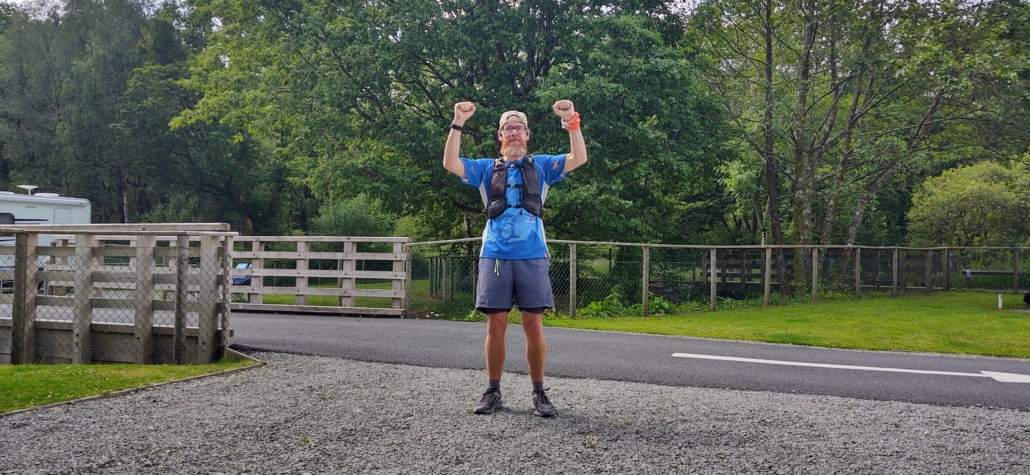 man wearing running gear for hiking up Snowdon.