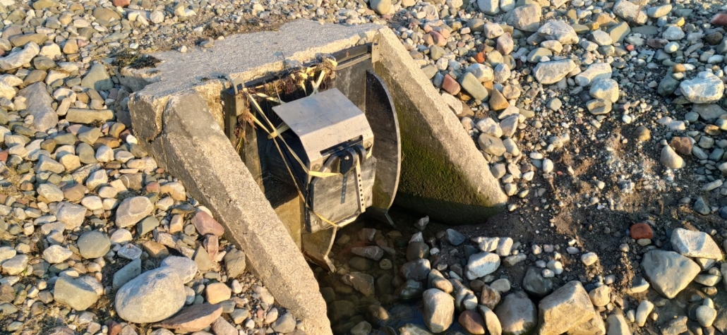 An Elver Tidal Trap which allows the eels to swim upstream into England after crossing the Atlantic
