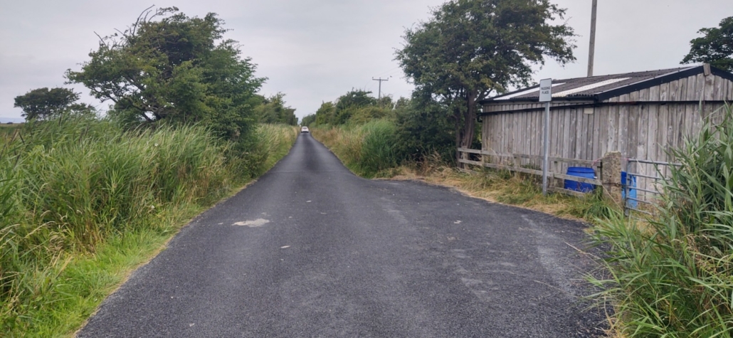 The access road to the Archers Red Bank Farm campsite neat Bolton-le-Sands