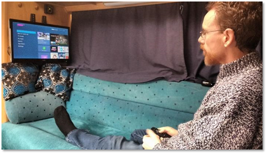 watching tv in a motorhome