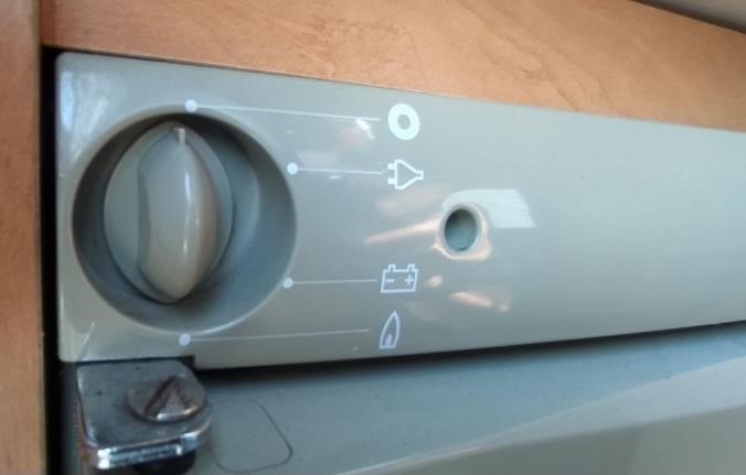 Three-way fridge freezer heat source selector knob motorhome camper van