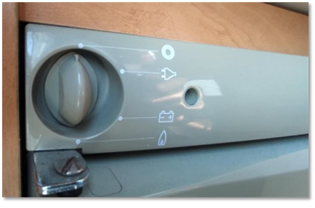 Motorhome three way fridge controls