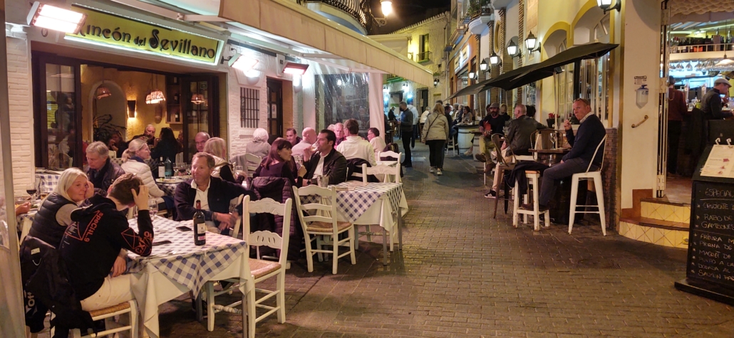Nerja's tapas bars one evening in November 2021