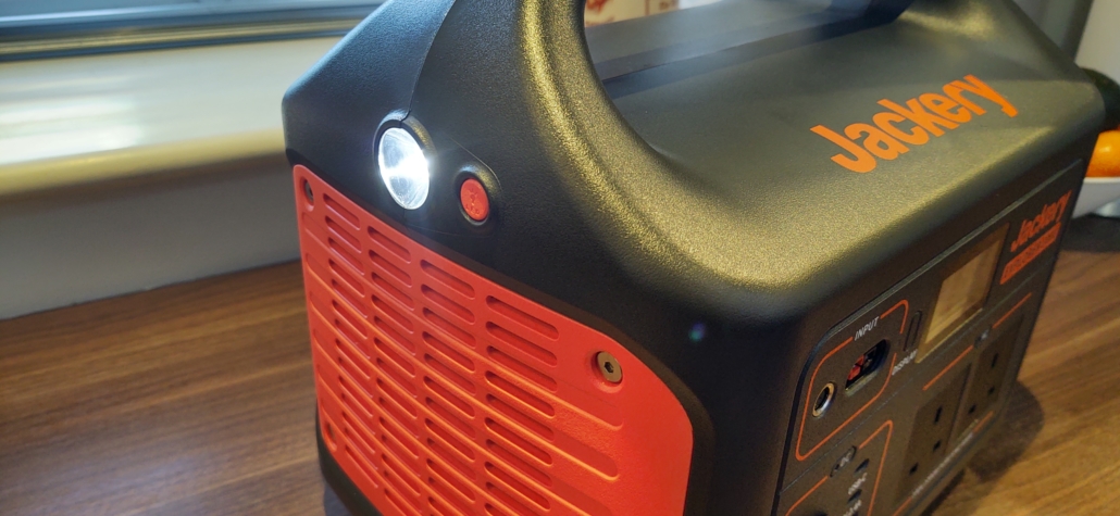 The built-in light on the end of the Jackery Explorer. All other functions are on the front of the device.