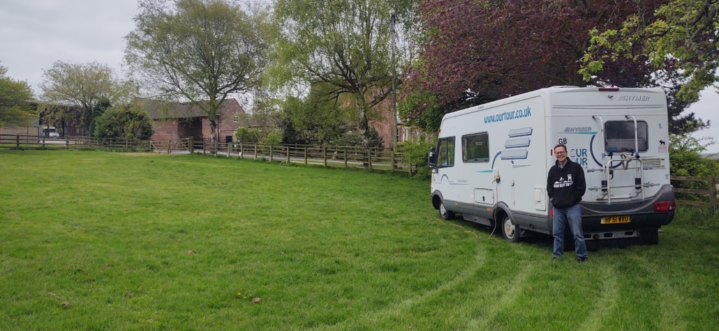 Our motorhome at Measham House Farm campsite