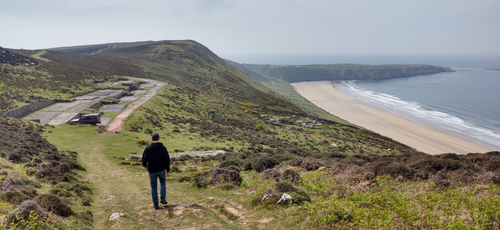 Heading down to the remains of the WW2 Radar Station on Rhossili Down, Gower