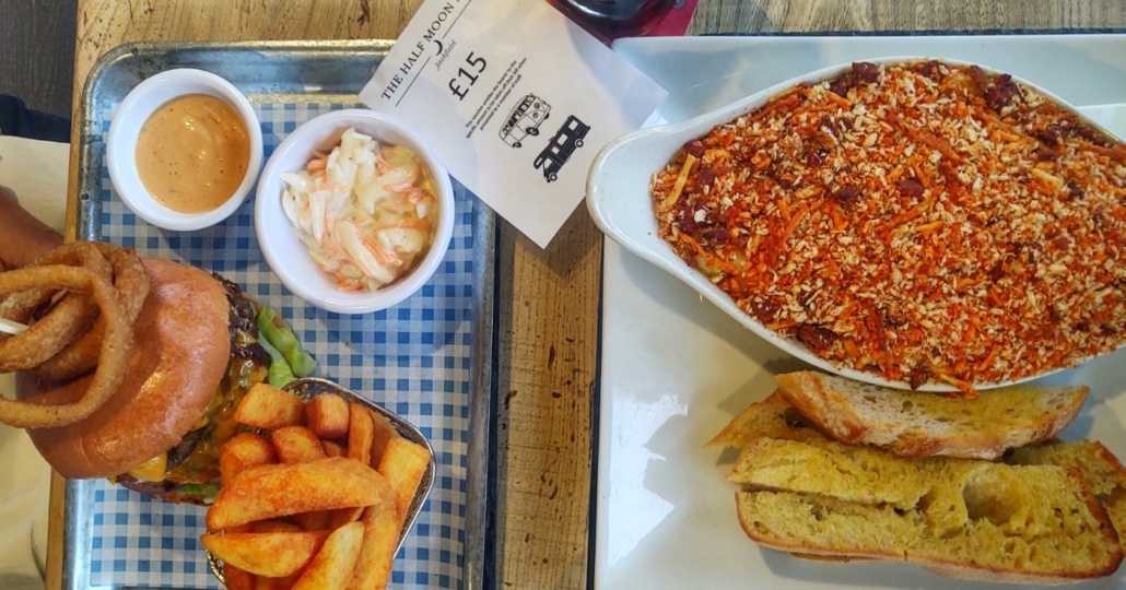 Our food and motorhome overnight voucher at the Half Moon Inn. It was HUGE!