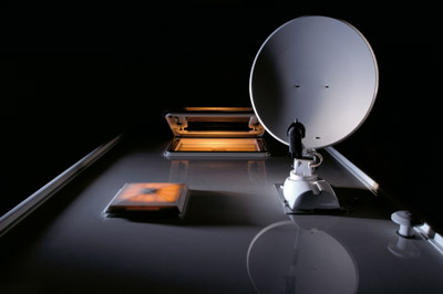 An Oyster Satellite Internet System on a Motorhome Roof 