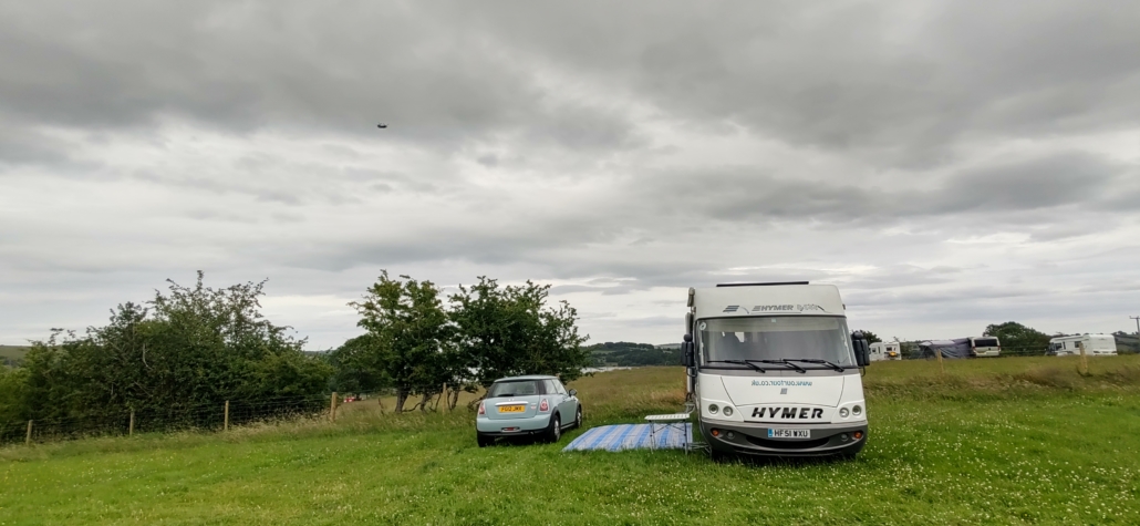 Motorhome car field campsite carsington water chinnok cloudy